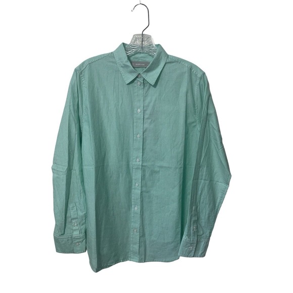 Everlane Tops - Everlane Button Down Cotton Oversized Pinstripe Shirt Mint Green NWT Sz 2